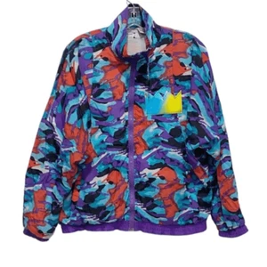 VINTAGE 1990’s Aviat Sportif Full Zip Windbreaker Track Jacket All Over Print - Picture 1 of 3