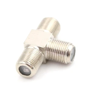 Thread F Socket T Splitter Adaptor Cable TV Aerial Freeview Virgin MediaSilvYUSC - Picture 1 of 6