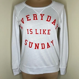 Sundry Sweatshirt XS White Red Graphic Everyday Is Like Sunday Rib Trim Relaxed - Picture 1 of 8
