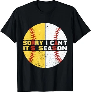 Funny Mom Dad Sorry I Can't It's Baseball Softball Season T-Shirt Hoodie - Picture 1 of 11