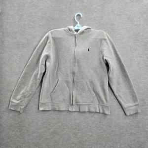 Polo Ralph Lauren Boys Sweatshirt XL Gray Hoodie Logo Full Zip Fleece Pockets - Picture 1 of 9
