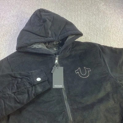 Chaqueta de pana True Religion vintage negra azabache con capucha talla S nueva con etiquetas Foto 1 de 4