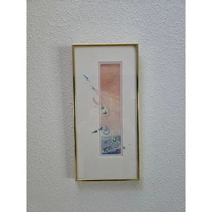 Mary Endico Abstract Watercolor 17x8" Signed Original Gold Frame Vintage Art - Picture 1 of 10