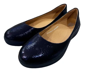 Fitflop Super Ballerina Flat Midnight Navy Blue Glitzy Size 8 Slip On NEW - Picture 1 of 13