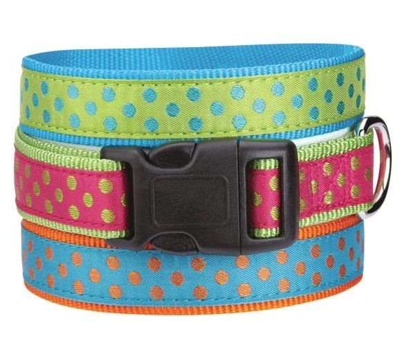 Collar de lunares para perro cinta de nailon verde rosa naranja collares para mascotas  Foto 1 de 1