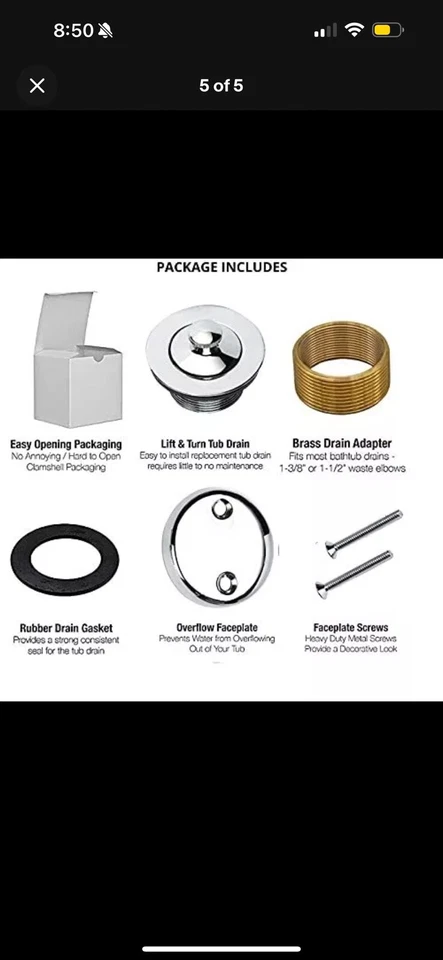 Kit Conversión Bañera Drenaje Conjunto Todo Latón Construcción Cromo Foto 1 de 2