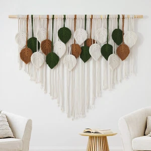 Macrame Wall Hanging Tapestry Hand Woven Hanging Decor Living Room Chic Wall Art - Picture 1 of 24