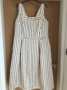 1 "JOANNA HOPE"" CREME GESTREIFTES KLEID MIT NETZUNTERLAGE - GRÖSSE 18 - EINMAL GETRAGEN - Bild 1 von 6
