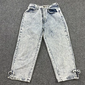 Vintage 90s LA Joe Girls Size 24x20 Blue Denim Juniors Acid Wash Capri Jeans - Picture 1 of 12