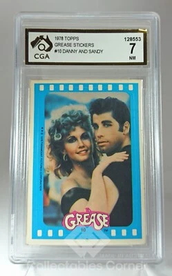 1978 Topps Grease Stickers John Travolta & Olivia Newton-John Card Graded 7 - Image 1 of 2