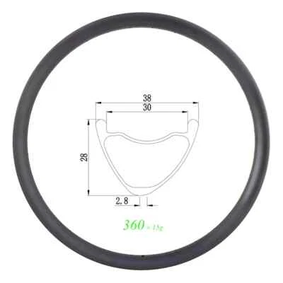 Llanta de carbono para bicicleta MTB 29er 38 mm 28 mm de profundidad 24 28 32 36 agujeros cubierta sin cámara Foto 1 de 4