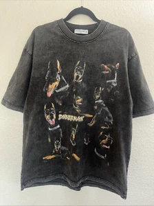 Aelfric Eden T-Shirt Men M Cotton Tee Doberman Dog Vintage Y2K Crewneck - Picture 1 of 7