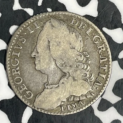 Lote de 6 pence 1746-Lima Grã-Bretanha George II #JM0440 prata! - Imagem 1 de 2
