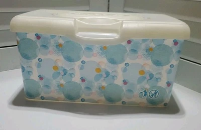Huggies Toallitas Bebé Caja Vacía Contenedor Diseño Burbuja Azul Tapa Dispensadora de Plástico Foto 1 de 4