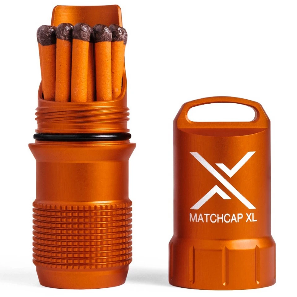 Exotac MATCHCAP XL Estojo Impermeável Match and Striker - Laranja Blaze - Imagem 1 de 4