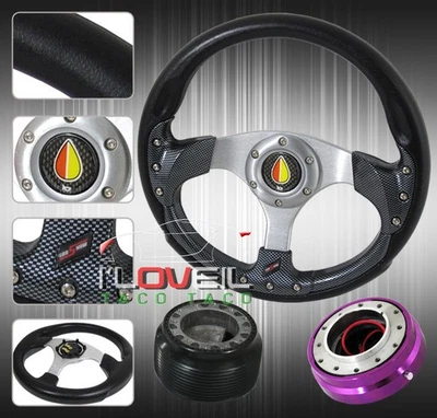90-95 Miata Mx5 86-91 Rx7 Drifter Advanced Steering Wheel Cf+Hub Combo Kit Set Foto 1 de 3
