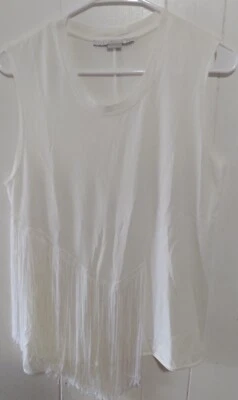  Stella McCartney Cream Ivory Fringe Trim Designer Tank Shirt Top 36 Small - Image 1 of 4
