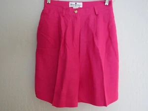 Vintage Saks Fifth Ave. Bright Pink Sz 4 Linen Rayon Long High Waist Shorts 80's - Picture 1 of 7