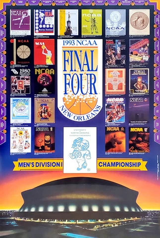 NCAA Mens Basketball FINAL FOUR 1993 Vintage 24x36 POSTER North Carolina Champs Cover