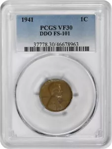 1941 Lincoln Cent DDO FS-101 VF30 PCGS - Picture 1 of 2