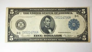 1914 $5 FR-855C FEDERAL RESERVE NOTE AU BLUE SEAL - Picture 1 of 2