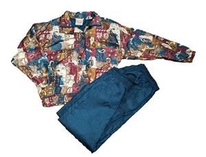 Vintage 90's Windbreaker Track Suit Jacket & Pants Lot Of 2 Large Westside Color - Picture 1 of 17
