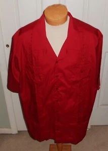 CUBAVERA MENS BIG & TALL BUTTON DOWN EMBROIDERED SHIRT 3XLT NWT RED $70 - Picture 1 of 3
