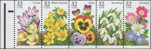 Scott # 3029a - Winter Garden Flowers - Booklet  Pane Of 5 - MNH - 1995 - Picture 1 of 1