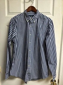 Polo uomo Ralph Lauren blu a righe con bottoni taglia Lg. - Foto 1 di 8