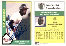 Wes Chamberlain Signed 1990 CMC #23 Card Buffalo Bisons Auto AU
