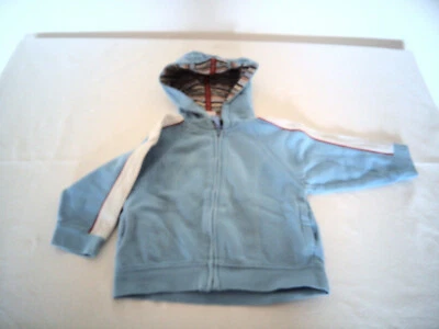 Kindersweatjacke mit Kapuze Blau Größe 80 mit Fleck gebraucht # - Bild 1 von 2
