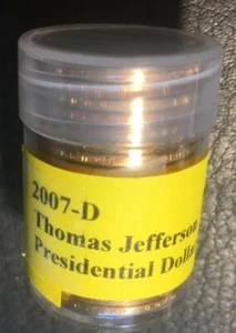 2007-D Thomas Jefferson Presidential Dollar (10 Münzen) sauber unc. bis fast unc. - Bild 1 von 3