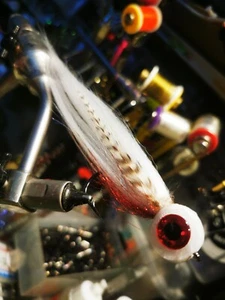 Pike - 6/0 White bait Fly Rattling Bobbie - 7 to 8 inch By mcfluffchucker - Picture 1 of 21