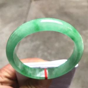 58.7mm Natural Ice Green Myanmar Jadeite Bracelets Emerald Jade Bracelet Bangle - Picture 1 of 14