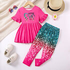 Cute Baby Things Toddler Girls Summer Short Sleeve Letter Prints Tops And Pants