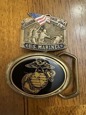 2 MT. SURIBACHI IWO JIMA FEBRUARY 23, 1945 U.S. MARINES BELT BUCKLES - Image 1 of 4
