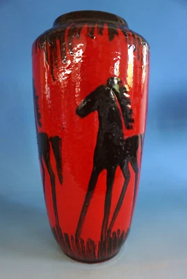 WGP Vintage Scheurich Fat Lava Keramik Vase Bodenvase Pferde Pferd 50cm(F024-815 - Bild 1 von 4