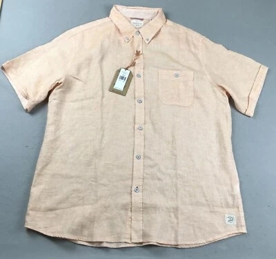 Weatherproof Shirt Mens XL Orange Washable Linen Button Up Short Sleeves NWT - Image 1 of 4