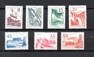 Yugoslavia 1959 old set Architecture/Technics stamps (Michel 891/97) nice MNH - Image 1 of 2