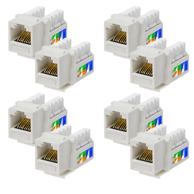 8x CAT6 Keystone Jack Einbaubuchse RJ-45 Buchse Werkzeuglos LAN Modul Verbinder - Bild 1 von 4