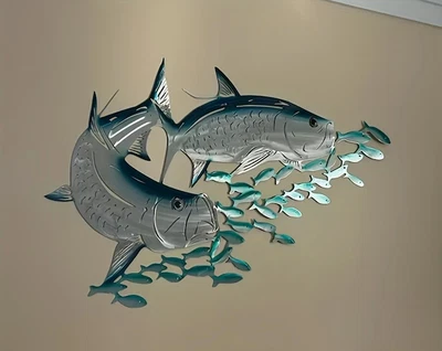 Metal Tarpon Fish Wall Decor Sport Fish Metal Wall Tarpon Sealife Sculpture Foto 1 de 4