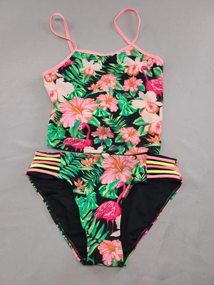 Traje de baño Tankini tropical de neón flamenco talla 16 XXL para niñas  Foto 1 de 4