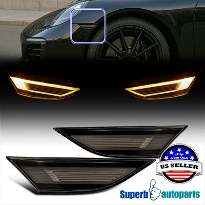 Smoke Sequential LED Side Marker For 12-16 Porsche 911 Carrera 17-18 Boxster 718 Foto 1 de 4