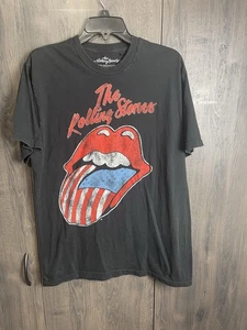 Rolling Stones Black American Flag Tongue T Shirt Mens Size Large - Picture 1 of 7