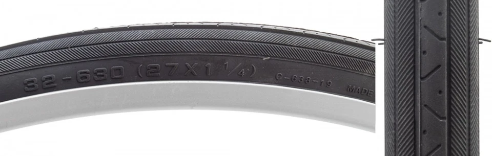 SUNLITE Road Raised Center CST638 PNEU SUNLT 27x1-1/4 CST638 BK/BLK FIO RD - Imagem 1 de 1