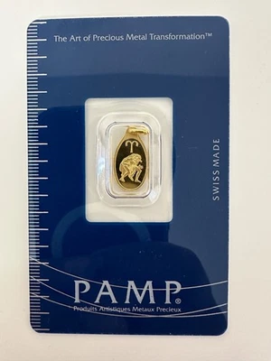 PAMP Suisse 2g Gold Pendant Aries Zodiac Sign Extremely Rare (2.2g with Bale) - Image 1 of 4