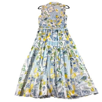 J Crew Dress Womens 6 Lemon Print Maxi Sleeveless Belted Summer Casual - Image 1 of 4