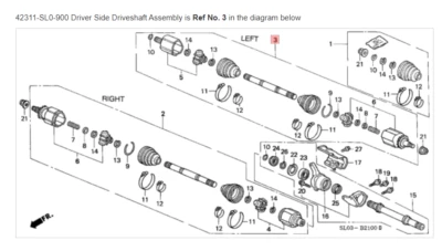 HONDA ACURA GENUINE OEM NSX Driver Side Driveshaft Assembly ☆ 42311-SL0-900 ☆ - Image 1 of 3