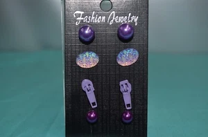 plaquette de 4 paires de boucles d'oreilles belle fantaisie - Picture 1 of 1