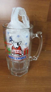 Taza grande de cerveza Bud Light Spuds MacKenzie 1987 Stien Navidad Anheuser Busch - Imagen 1 de 4